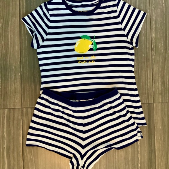 Kate Spade Look on the Bright Side Navy and White Short Pajamas M - Picture 2 of 6
